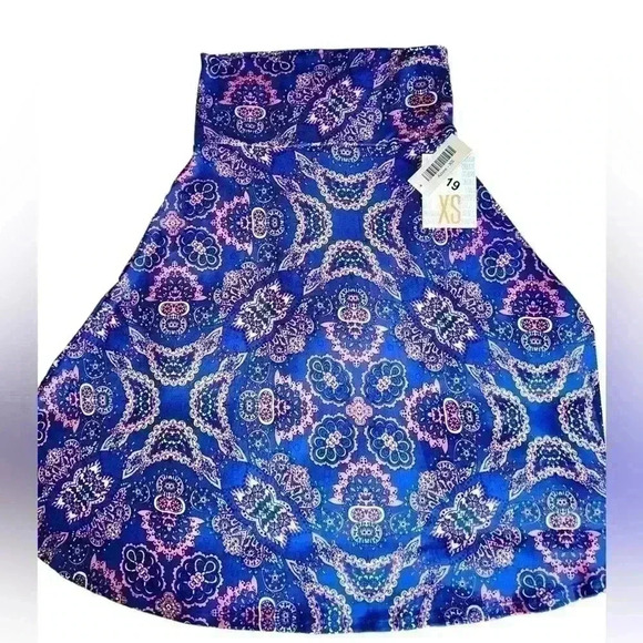 Lularoe XS Violet purple damask pattern Azure A-line skirt . NWT - Picture 1 of 5